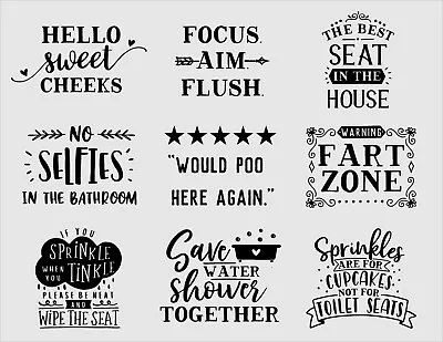 Funny Toilet Quotes Stickers Decals Bathroom Wall Toilet   • £5.69