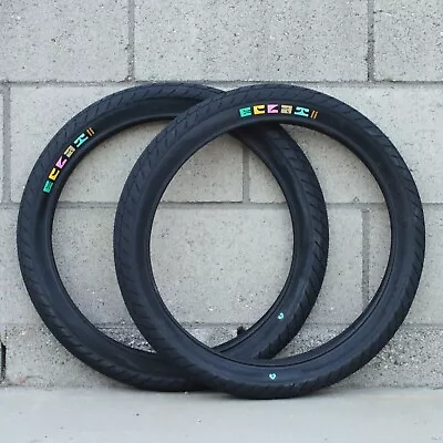 PAIR OF ECLAT BMX MORROW BICYCLE TIRES BLACK 20x2.40  TY MORROW • $74.95