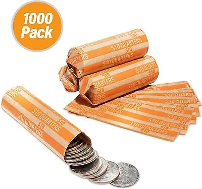 1000 Flat Coin Wrappers Quarters Coin Holder Convenient Quarter Storage Coin W • $23.98