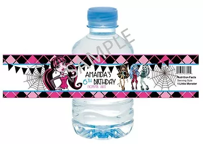 Monster High Water Bottle Wrappers - Birthday Party Favors - Set Of 12 • $9.99