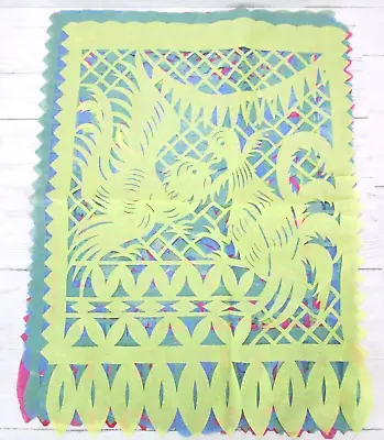 Vintage Papel Picado Tissue Paper Flag Banner Lot 20 Bird Pottery Mexican Party • $22.97