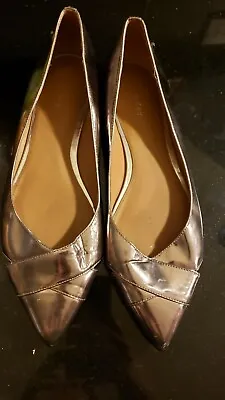  Calvin Klein Metallic Gailia Point Toe Flats Size 9 Retail $198 • $43.99