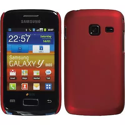 Hardcase For Samsung Galaxy Y Duos Rubberized Red Cover + Protective Foils • $9.74