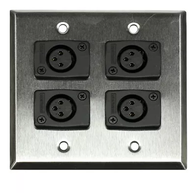 Whirlwind WP2 4FW Double Gang Cover Wall Plate Loaded With 4 XLRF Connecters • £49.60