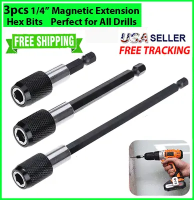 3pc Screwdriver EXTENSION Drill Bit Holder Quick Release 1/4 Hex Shank Magnetic • $4.99