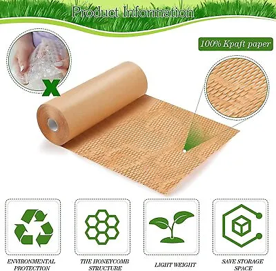 38cm X 50m Eco Friendly Biodegradable Honeycomb Paper Bubble Wrap  Craft Packing • £22.99