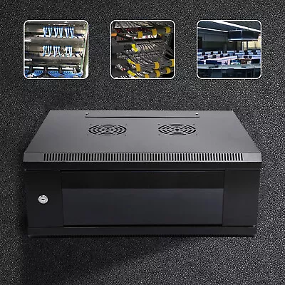 Modern 4U Wall Mount Network Server Cabinet Enclosure Rack Black With Lock Door • $91