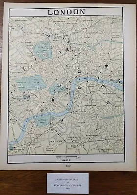 Vintage 1902 LONDON ENGLAND Map 11 X14  ~ Old Antique Original KENSINGTON PALACE • $40.99