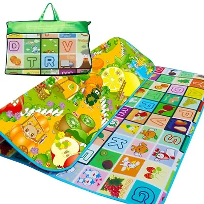 200x180cm Kids Crawling 2 Side Play Mat Educational Game Soft Foam Picnic Carpet • £13.30