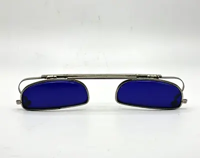 Antique Cobalt Blue Welding Clip On Sunglasses Flip Up Lenses Steampunk • $155