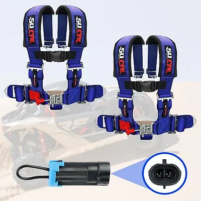 PAIR Of 4 Point Safety Harnesses 2  W/Bypass Plug Fits CAN-AM Maverick X3 BLUE • $229.99