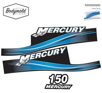  Mercury 2017 Outboard Decals 2 Stroke 150HP BLUE Set • $62.99