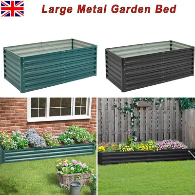 Metal Garden Raised Bed Vegetable Herbs Planter Outdoor Flower Trough Grow Box F • £9.95
