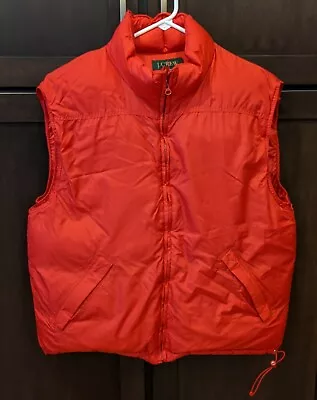 J Crew Men's Oarsman Red Puffer Goose Down Vest - L • $69.99