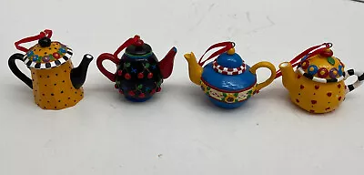 Vintage MARY ENGELBREIT Lot Of 4 TEAPOT Christmas ORNAMENTS 1997 • $19.90