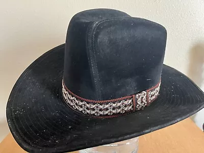 Cowboy Hat YA Black Size 7 1/4 - 3/4 Western Hat Mens Texas Vintage - Worn • $48.95