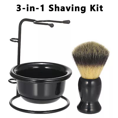 3 In 1 Shaving Brush Set For Men Includes Shaving Brush Shaving Bowl Stand D3Z7 • $9.95