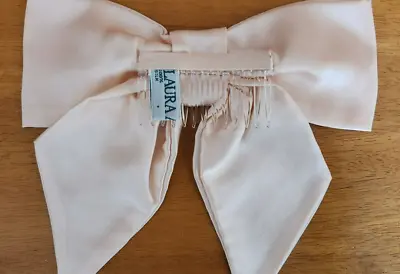 NWOT LAURA ASHLEY Silk Satin Pink Bridal Hair Ribbon Bow Comb Vintage Wedding • $24.99