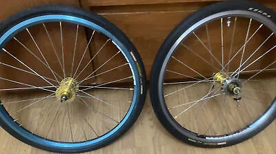 $424.99 • Buy Mid School Blue Gt BMX Wheel Set Gold Gt Hubs Alienation Ankle Biter 20 X1-3/8”￼