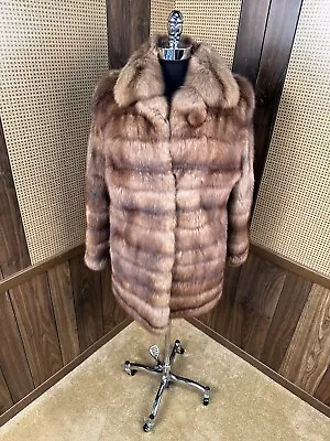 Vintage Dennis Basso Designer Horizontal Pelt Russian Sable Fur Coat Jacket 4-6 • $1495