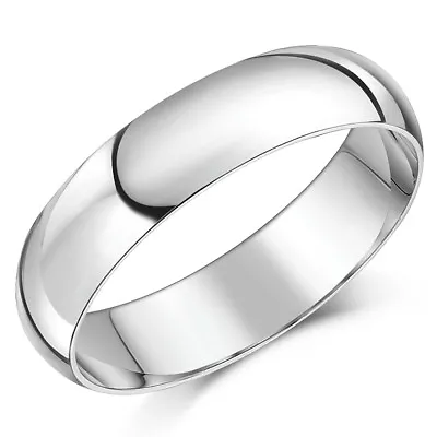 9ct White Gold Ring D Shape Medium/Heavy Wedding Ring Band (Solid & Hallmarked) • £188