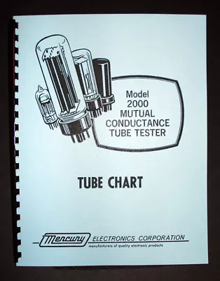Mercury 2000 Tube Tester Updated Tube Chart • $11.99