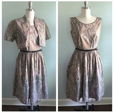 Vintage 1950s 50s Paisley M Medium L Large Dress And Bolero • $64