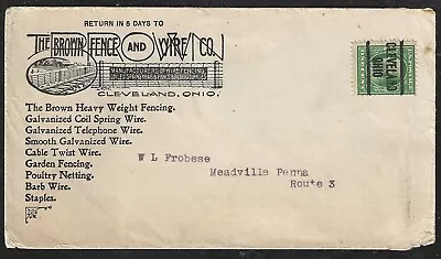 Vintage THE BROWN FENCE & WIRE Co. Ad Cover Cleveland OH To Meadville PA • $5
