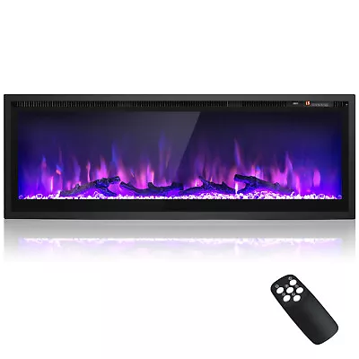 50 In Electric Fireplace Linear Heater Insert Wall Mounted With Remote  Control • $259.49