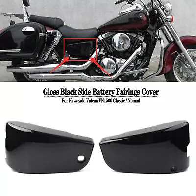 Vivid Black Battery Fairing Covers Fit For Kawasaki Vulcan 1500 VN1500L Nomad FI • $55.98