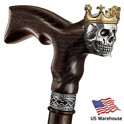 $98.50 • Buy Walking Cane For Men - Skull King Wooden Walking Canes Stylish Handmade Cane