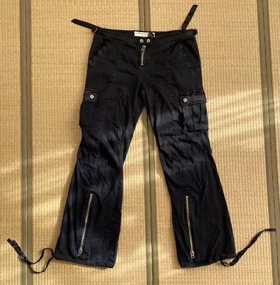 £88.32 • Buy Vintage Y2K Younique Jeans Black Flared Cargo Pants Low Rise SIZE 11