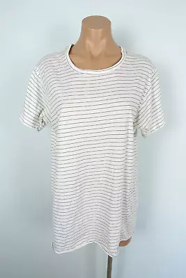 Bassike Womens T-Shirt Top Size S White Black Stripe Short Sleeve Organic Cotton • $29