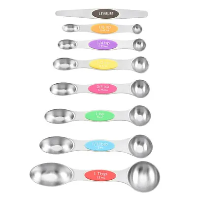 Magnetic Dual Sided Measuring Spoons With Leveler - Set Of 8 • $10.49