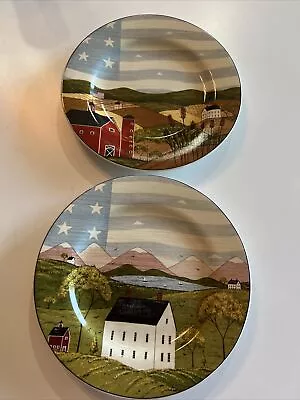 2 Warren Kimble “America The Beautiful” Salad/dessert Plates By Sakura 1999 • $16