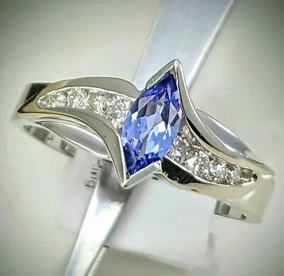 2Ct Marquise Cut Lab Created Tanzanite Women's Ring 14K White Gold Plated • $84.49