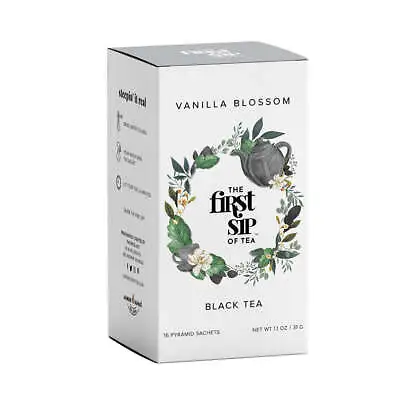 Vanilla Blossom Black Tea Box | 16 Sachets | Citrusy | Floral | Calming • $36.99