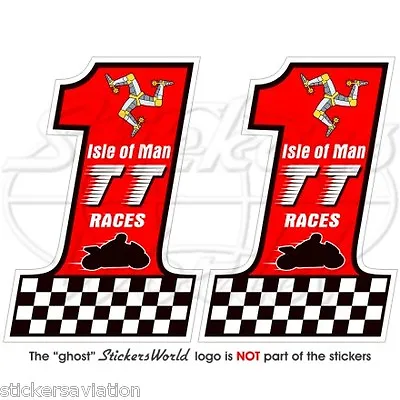 ISLE Of MAN TT Races Number 1 MANX Moto GP 75mm(3 ) Bike-Helmet Sticker Decal X2 • $6.04