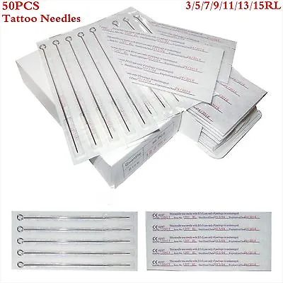 50 Pcs Disposable Sterile Tattoo Needles Round Liner Supplies 3/5/7/9/11/13/15RL • $19.99