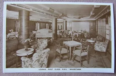 Orig Vintage RPPC Steamship RMS Mauretania Lounge First Class Unposted Excellent • $7