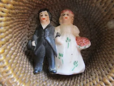 £496.11 • Buy Antique Bisque German Hertwig & Co Bride & Groom 1.5  Wedding Cake Topper Figure