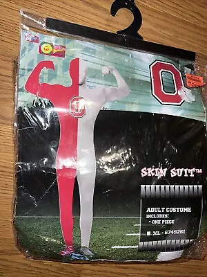 OSU XL Red Grey Morph Skin Suit Costume Game Day Block O Adult Unisex NWT Hallow • $34.99