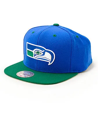 Mitchell & Ness NFL Seattle SeaHawks 2 Tone Team Logo Retro Snapback Cap Hat • $24.95