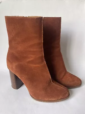 MANGO MNG Brown Suede Leather Chunky  Ankle Boots Size UK 5 EU 38 • £19.99