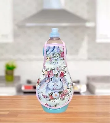 Bunny Rabbit Bunny Pink Yellow Kitchen Decor Dish Soap Bottle Apron Fits 25 Oz • $8