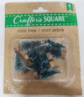 8pc Mini Green Sisal Bottle Brush Flocked Trees 1.5” Village DIY Craft New • $6.29