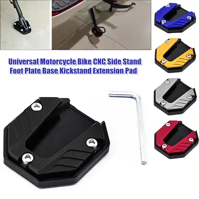 $16.88 • Buy Universal Motorcycle Bike CNC Side Stand Foot Plate Base Kickstand Extension Pad