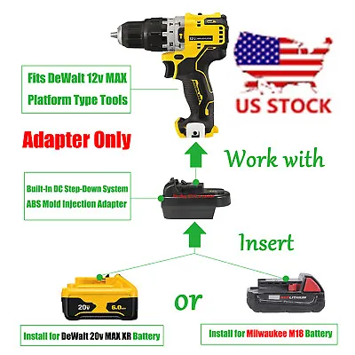 1 Adapter Upgrade For DeWalt 12V MAX Tool To DeWalt 20V Or Milwaukee M18 Battery • $19.99