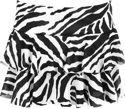 Women's Ladies Zebra Print Neon Frill Mini Short Rara Skirt Tutu Club Wear • $17.23