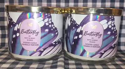 NEW 2-Pack BUTTERFLY 3-Wick Candle 25-45 Burn Hours 14 Oz Bath & Body Works • $40